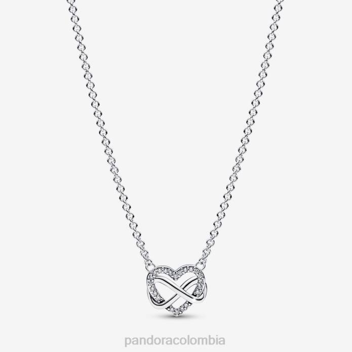 Pandora Collar Collier con corazón infinito brillante Plata esterlina J2LX749 accesorios Pandora Collar Collier con corazón infinito brillante Plata esterlina J2LX749 accesorios