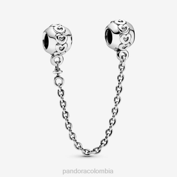 Pandora Charm de cadena de seguridad con banda de corazones Plata esterlina J2LX320 accesorios Pandora Charm de cadena de seguridad con banda de corazones Plata esterlina J2LX320 accesorios