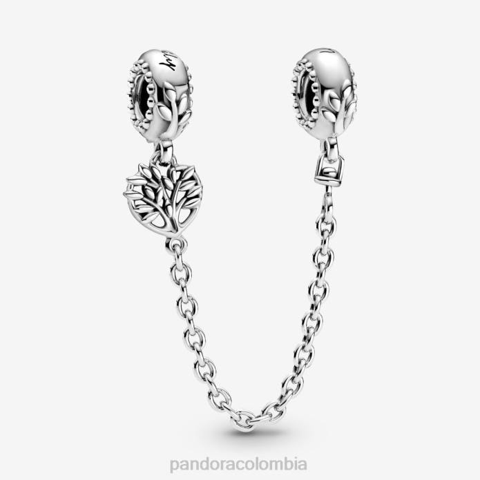 Pandora Charm de cadena de seguridad con forma de corazón y árbol genealógico Plata esterlina J2LX322 accesorios Pandora Charm de cadena de seguridad con forma de corazón y árbol genealógico Plata esterlina J2LX322 accesorios