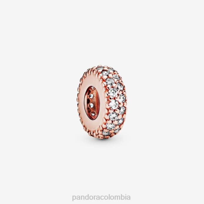 Pandora Charm espaciador con brillo transparente Oro de Rose plateado J2LX318 accesorios Pandora Charm espaciador con brillo transparente Oro de Rose plateado J2LX318 accesorios